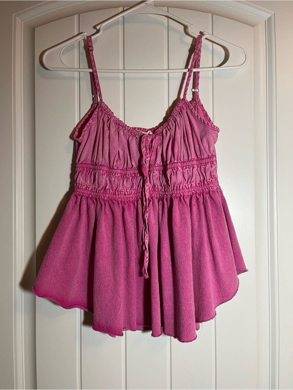 Free People Hot Pink Ruffled Peplum Tank Top